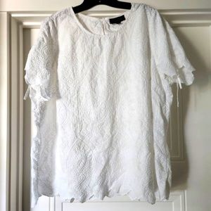 Lane Bryant White Eyelet 100% Cotton Embroidered Top size 22 2X Blouse Plus EUC
